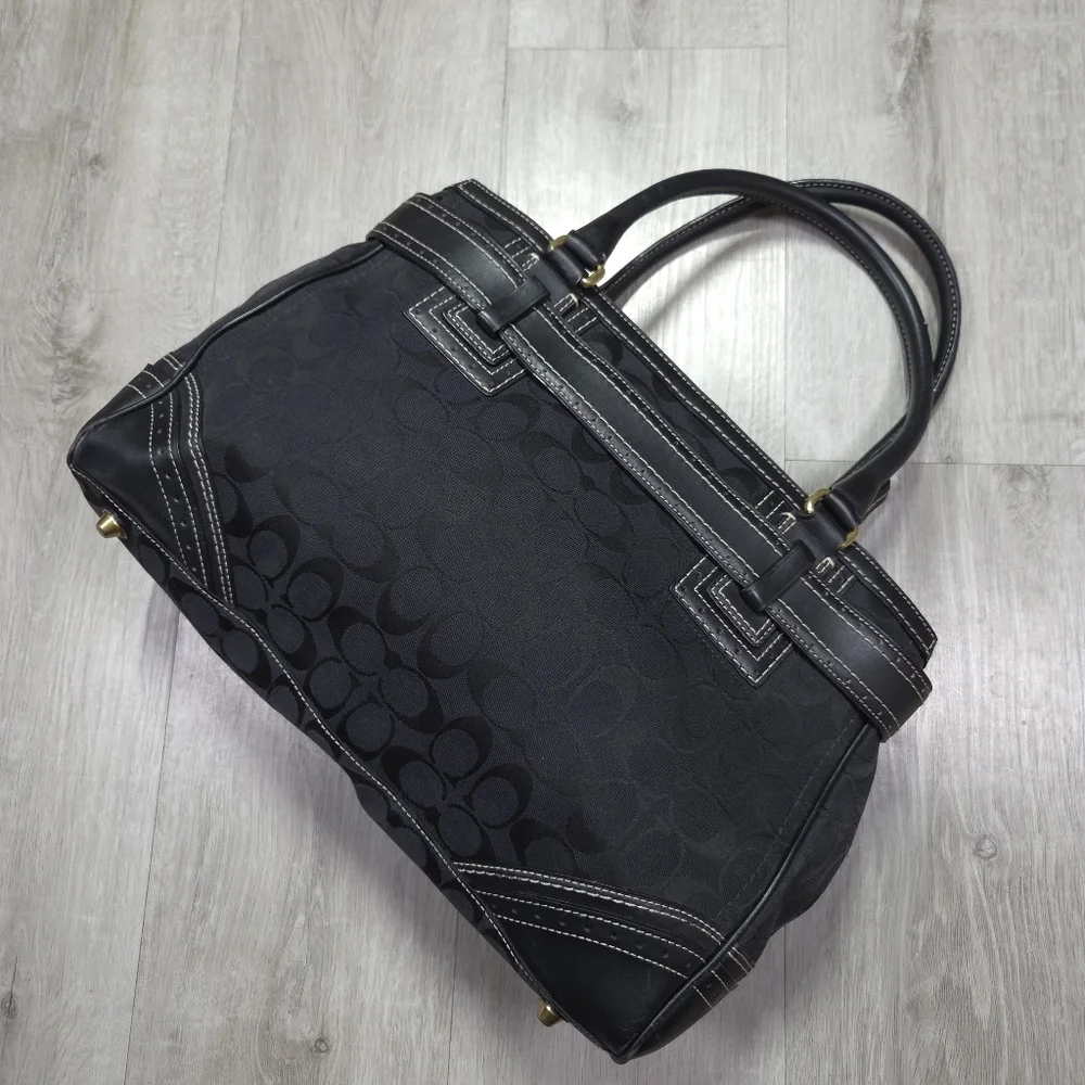 Coach Leather Hampton Tote 10508 Y2K Jacquard Monogram Tassel Bag Purse - Picture 5 of 16